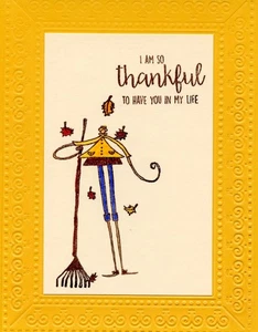 Autumn Girl 'thankful' Handmade Blank Notecards (Set of 3) #352 - Picture 1 of 3
