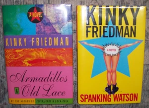 Lot 2 Kinky Friedman SIGNED HC Books Spanking Watson Armadillos and Old Lace Exc - Picture 1 of 3