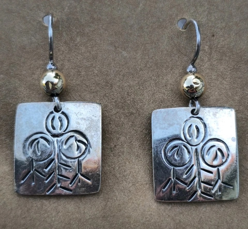 复古 Taxco 墨西哥纯银家庭儿童耳环 925 电视 - 25 多色 — 第 1/4 张图片