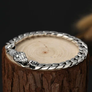 Real Solid 925 Sterling Silver Miami Cuban Link Bracelet Jewelry Snake 7.9" - Picture 1 of 6