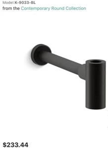 Kohler K-9033-BL Contemporary Round 1-1/4" Bottle P-Trap Matte Black - Picture 1 of 18