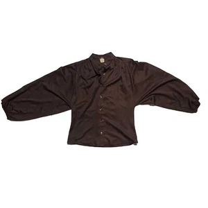 Vintage Women Brown Long Sleeve Collared Button Down Shirt sz Medium - Picture 1 of 6