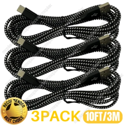 3X USB C Type C Charger Cable Lot Fast Charging for Samsung S23 S20 S21 S22 Cord - Image 1 of 4