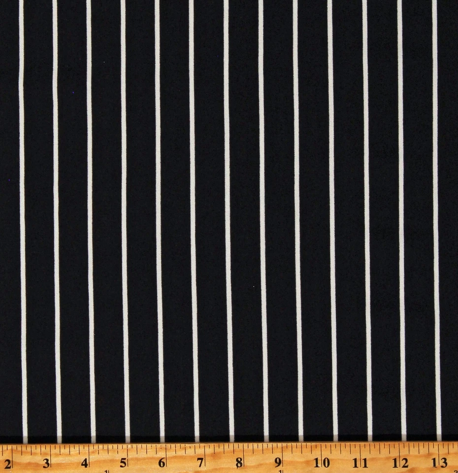 Tecido de beisebol listrado branco sobre preto malha dupla por jarda D331.25 - Imagem 1 de 1