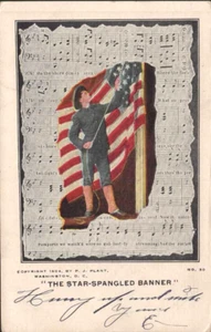 1904 THE STAR SPANGLED BANNER SONG LYRIC American Flag Patriotic postcard - Picture 1 of 2