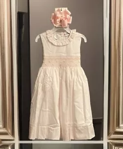Girls NWT The Best Dressed Child by Anavini Smocked Dress Lined Free Bow 4 - Picture 1 of 6