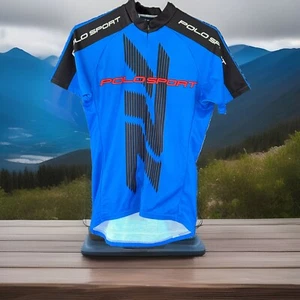 Vintag Polo Sport RL Cycling Jersey Ralph Lauren Spell Out Medium Made In USA - Picture 1 of 6