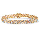 PalmBeach Jewelry Men's Genuine Diamond Curb-Link Bracelet Gold-Plated 9.5'