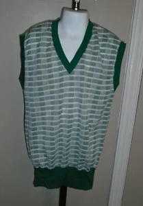 Child's VTG 1970s Green & White V Neck Sleeveless Shirt or Vest Sz 14 NOS - Picture 1 of 8