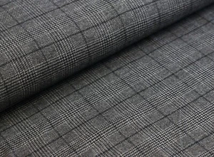 MANTELSTOFF Wolle Glencheck Schottenkaro Tweed SCHWARZ/GRAU EUR 14,98/m - Bild 1 von 3