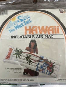 Vintage Intex Wet Set Action Beach Print Pool Float HAWAII 1982 Palm Trees 72x27 - Picture 1 of 8