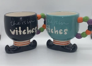 2x 19cm Witches Mug Halloween Witch Legs Cup Cups Blue Black Large Potion - Picture 1 of 12