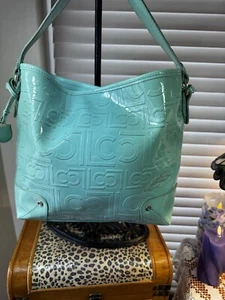 LIZ CLAIBORNE BEAUTIFUL TURQUIOSE LARGE TOTE/SHOULDER BAG, VERY NICE CONDITION! - Picture 1 of 18