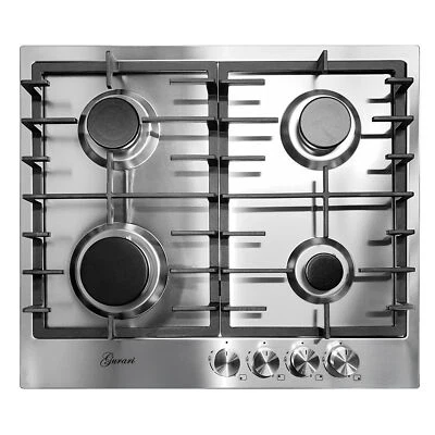 Gurari GCH FB 604 4-flammiges, Gaskochfeld, Einbaukochfeld,Edelstahl 4,0 KW WOK
