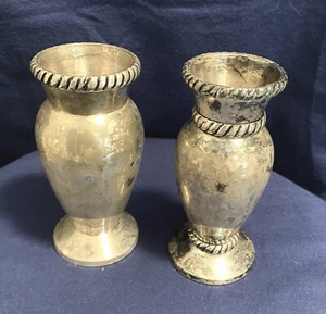 Vtg Pottery Barn Silver Plated Bud Vases 5” Tall Lot of 2 - Picture 1 of 5