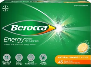 Berocca Energy Food Supplement Orange Flavour Effervescent 45 Tablets Sugar Free - Picture 1 of 5