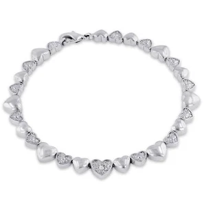 Platinum Overlay Diamond Heart Bracelet 7 Inch BRAND NEW REG 129.99 SALE 24.99 - Picture 1 of 6