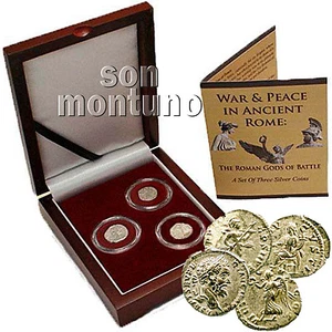 WAR & PEACE IN ANCIENT ROME: Gods Of Battle - Set of 3 Silver Roman Coins in Box - Picture 1 of 1