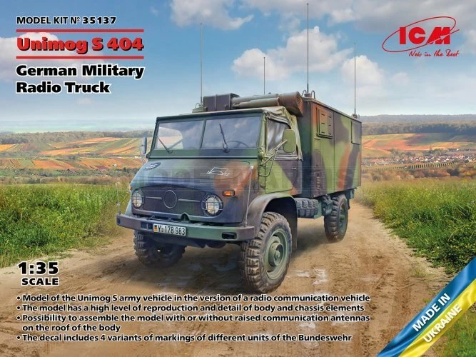 ICM 35137 1/35 Unimog S 404, German Military Radio Truck - Immagine 1 di 1