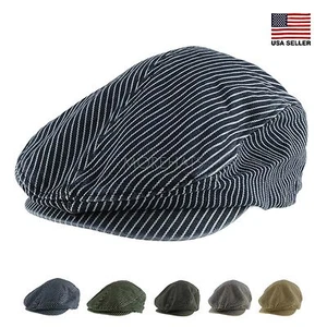Mütze Kappe Herren Damen Unisex Sommer gestreift Gatsby Golf Baumwolle Zeitungsjunge Cabbie - Bild 1 von 7