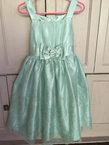 Girl formal aqua dress with rhinestone buckle - Age 6-7 - Picture 1 of 3