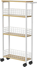 Slim Storage Cart for Small Spaces, 4 Tier Mobile Rolling Cart with Wheels Slide
