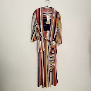 Anthro Bl^nk Pantalones a Rayas Brillantes Chaqueta Pierna Ancha Lentellera Kimono Co Ord Set S M - Imagen 1 de 16