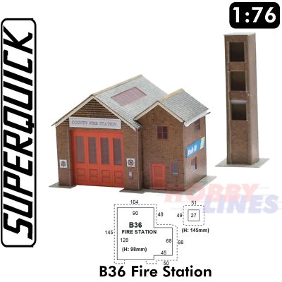 COUNTRY FIRE STATION 1:76 OO HO Gauge Railways Building Series B B36 SuperQuick - Image 1 of 4