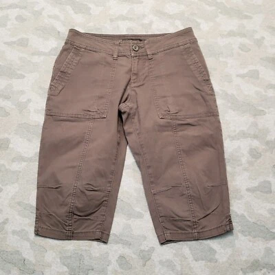 Bermuda Prana Feminina 2 Bolsos Marrom Viagem Caminhada Ao Ar Livre - Imagem 1 de 4