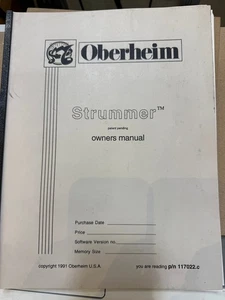OBERHEIM STRUMMER 1991 ORGINAL OWNERS MANUAL EXCELLENT - Picture 1 of 2
