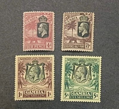 GAMBIA 1922 4d 7.5d 1s 5s SG 118 - 121 Sc 121 - 124 MLH Foto 1 de 2