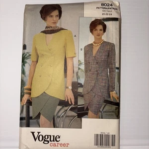 Double Breasted Top Skirt Button 20-24 VOGUE 8024 Sewing Pattern UC VTG 1991 - Picture 1 of 8