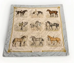 Hermes Les Robes de Phillipe Ledoux Bufanda de Seda Azul Claro Ecuestre 90 cm Raro - Imagen 1 de 5