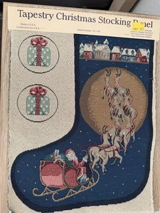 Neu Weihnachten Wandteppich Strumpf Panel Santa fliegender Schlitten Rentier 13" x 18" - Bild 1 von 9