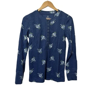 Top Aerie Waffle Knit Boho Floreale Manica Lunga Heley Taglia M Blu Romantico Nuovo con etichette - Foto 1 di 7