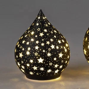 LED Dekoobjekt Tropfen FESTIVAL Sterne H. 16cm schwarz gold Formano W25 - Bild 1 von 5