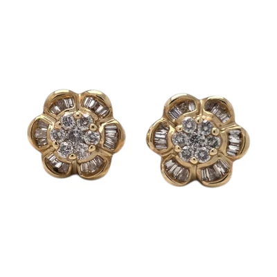 EFFY ELEGANTES ARETES CON RACIMO DE FLORES DE DIAMANTES DE ORO 14K 3GR #3464 Foto 1 de 4