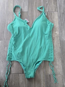 Stoney Clover LN Deep V-Neck Textured One Piece Swimsuit Womens Size 14W Green - Picture 1 of 5