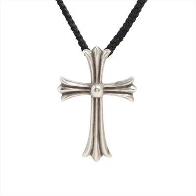 Collar Cruz CH Grande Corazones Cromo Cuero y 925 63.9g W Punta Bolo Foto 1 de 4