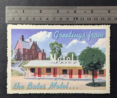 Greetings from Bates Motel-Hitchcock Movie Vintage Comic Art 1998 Postcard - Image 1 of 3