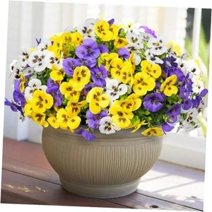 18 Bundles Artificial Pansy Flowers for Outdoor, UV Resistant Fake Flowers,  - Picture 1 of 8