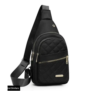 Crossbody Bag Black Waterproof Modern Travel Chic - Picture 1 of 1