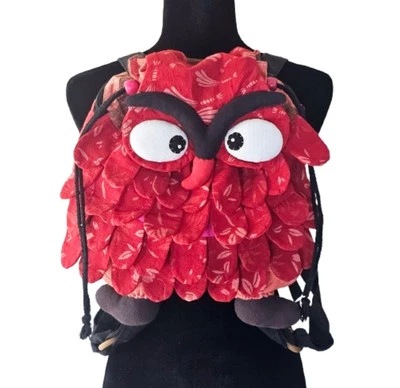 NWT OWL Red Backpack Kids Handmade Cloth Boho Hippie School Book Bag 15x14 New - Image 1 of 4