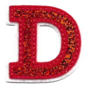 LETTERS - Red Sequin 2" Letter "D" - Iron On Embroidered Applique - Picture 1 of 1