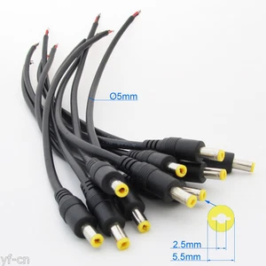 4pcs 25cm 18AWG Copper DC Power Cable Pigtail 5.5x2.5mm DC Male For CCTV Camera - Picture 1 of 7