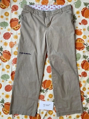 S105 Women's Dickies Subaru Embroidered Tan Uniform Chino Pants - Size 12 Short - Image 1 of 4