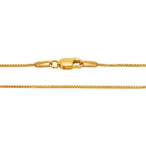 14k Yellow Gold Box Venetian Chain 0.7 mm Rectangular Lobster Clasp 18 Inches - Picture 1 of 7