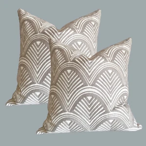 45*45cm Pack of 2 Grey Embroidered Shell Geometric Cushion Covers - Picture 1 of 3
