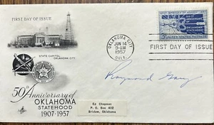 1957 Raymond D. Gary Signed FDC First Day Cover Autograph OK Governor - Picture 1 of 2