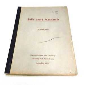 Solid State Mechanics Paperback Technology Engineering Book by Joseph Marin 1960 - Picture 1 of 9